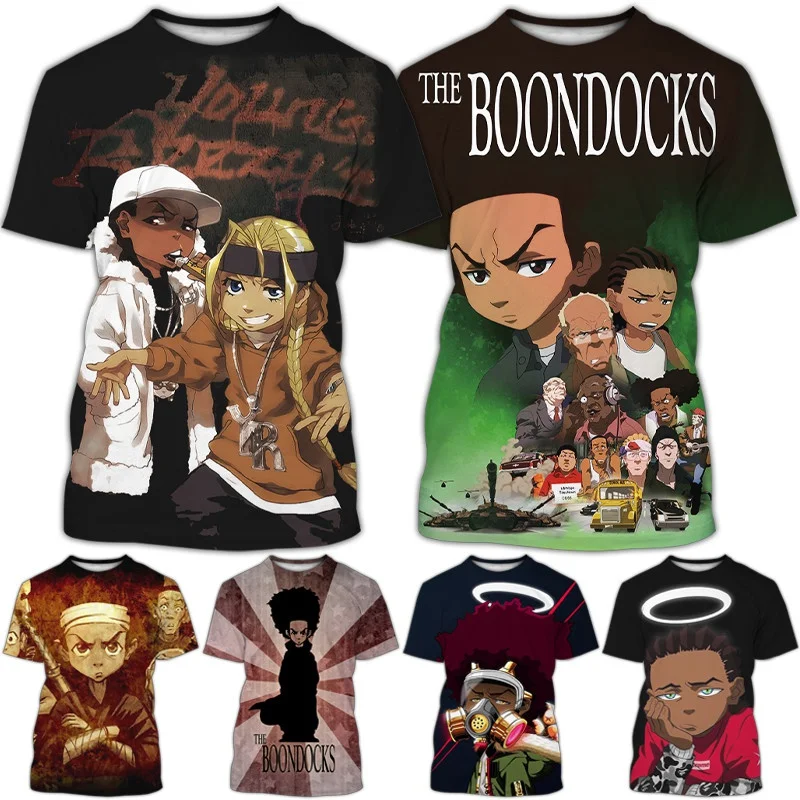 

Summer The Boondocks 3D Printing T-shirt Casual Fashion Hip Hop Cool Round Neck Short Sleeve Top Men's Cartoon T-shirt