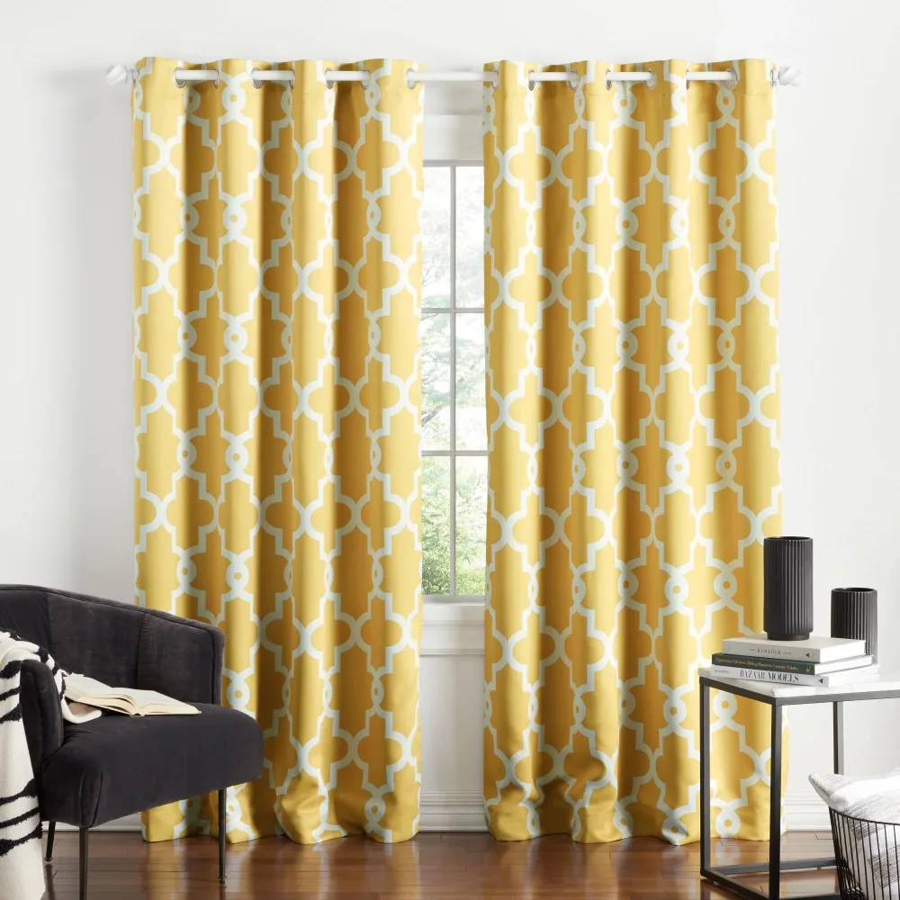

Curtain Panel Pair Hermal Insulated Blackout Ironwork Grommet Home 108 X 52 Inch