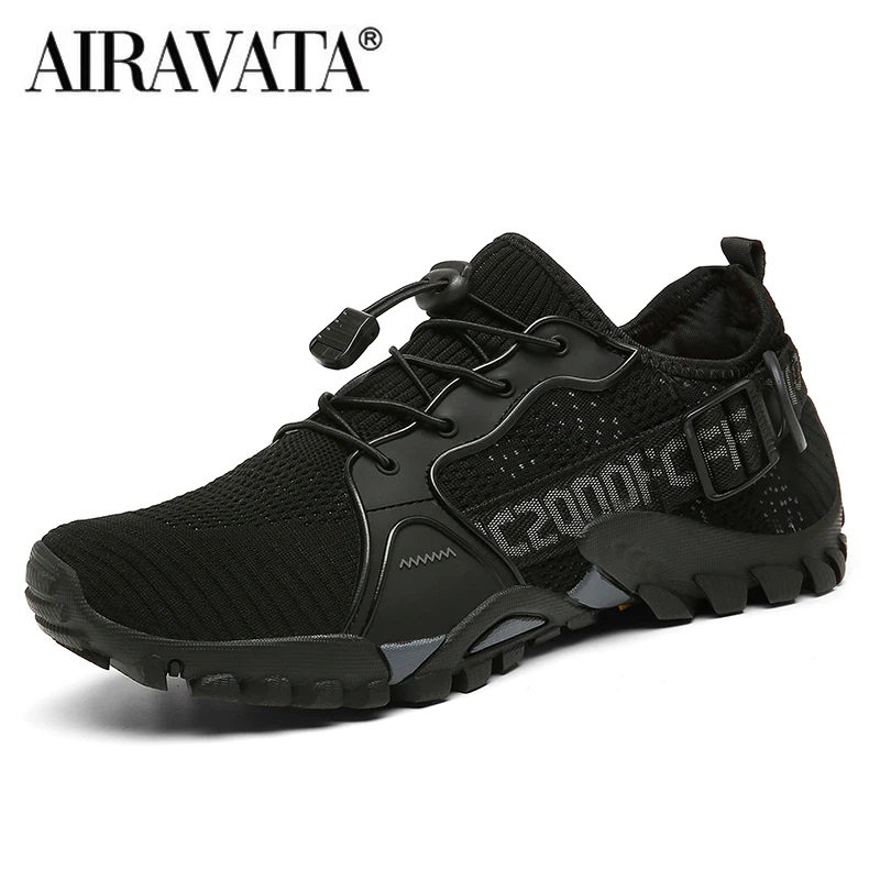 Men Hiking Shoes Breathable Anti Skidding Climbing Sneakers Elastic Slip on Comfortable Man Walking Shoes