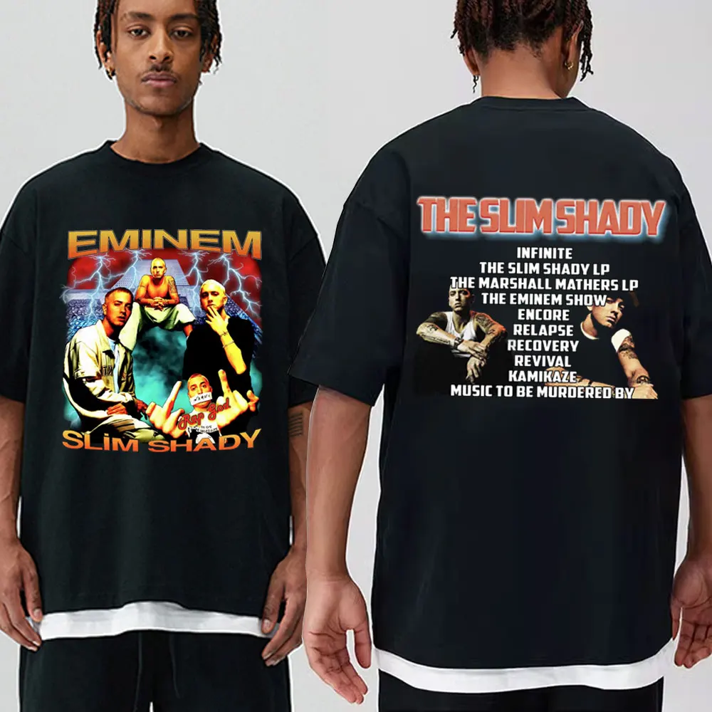 

Eminem Slim Shady Hip Hop Harajuku T Shirt Summer Cotton Short Sleeve Tees Men Women Fashion Gothic Oversized T-shirt Streetwear