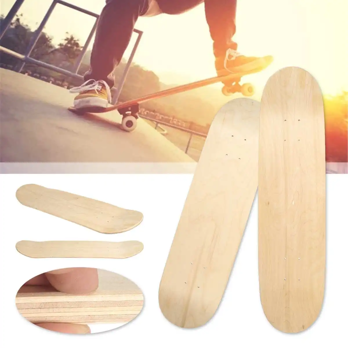 

Maple Skateboard Deck 8 Layers Wood Maple Double Concave Skate Board 8 Inch Longboard Double Rocker DIY Deck Skateboarde