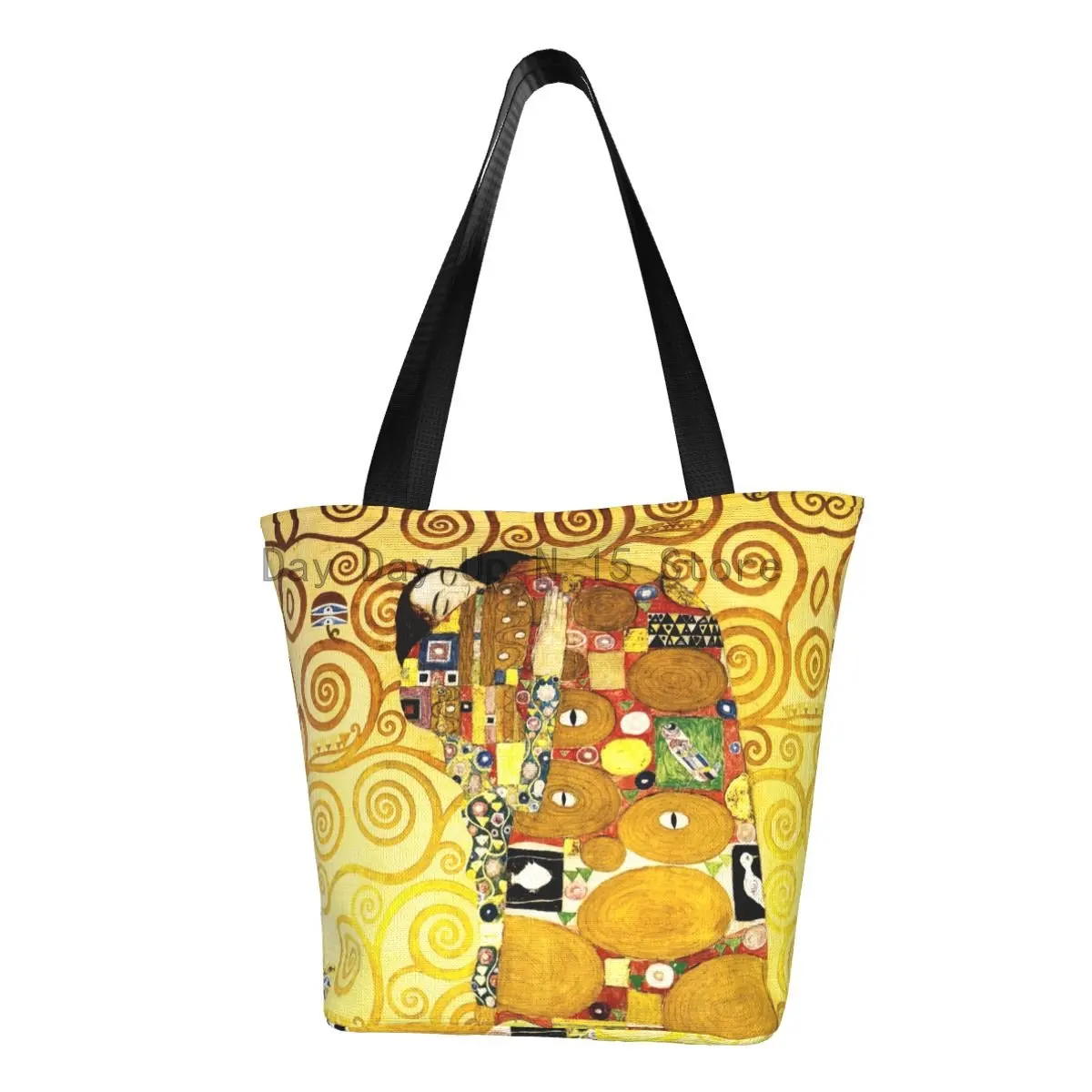 

Gustav Klimt The Embrace Grocery Shopping Tote Bag Women Funny Painting Art Canvas Shoulder Shopper Bags Big Capacity Handbags