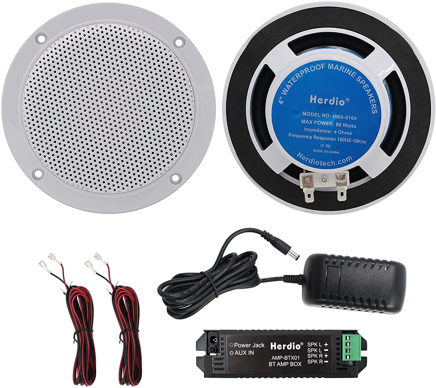 Herdio 160W 4 Inch Ceiling Bluetooth Speaker Kit Amplifier Water Resistant Ceiling Speakers For Bathroom Kitchen Home Outdoor