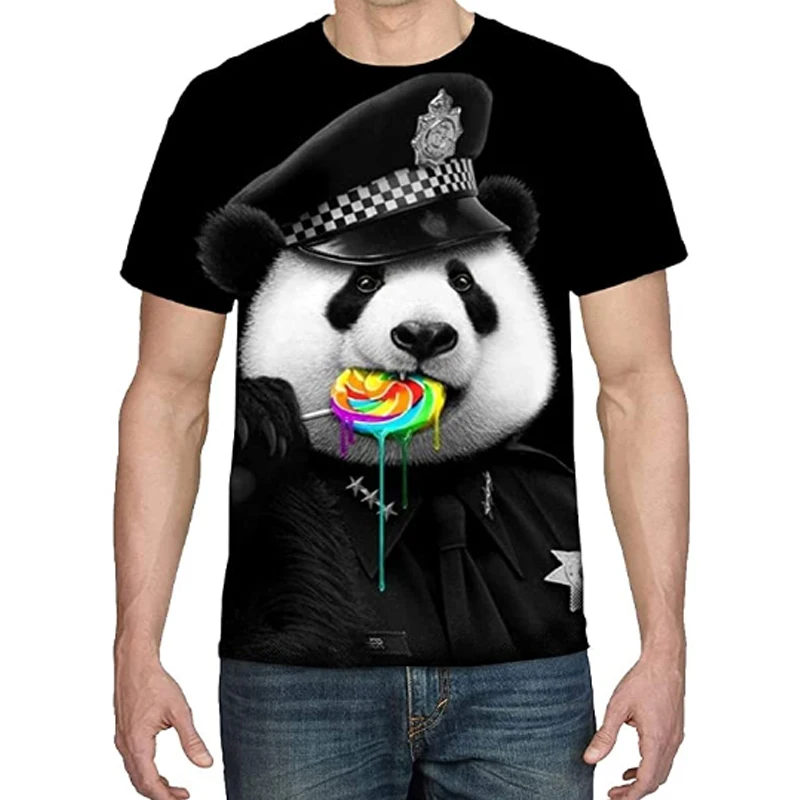 

Creative Panda 3D Printing Men's T Shirt Fashion Oversized Astronaut Male Top Tees Funny Round Neck Casual Homme Streetwear