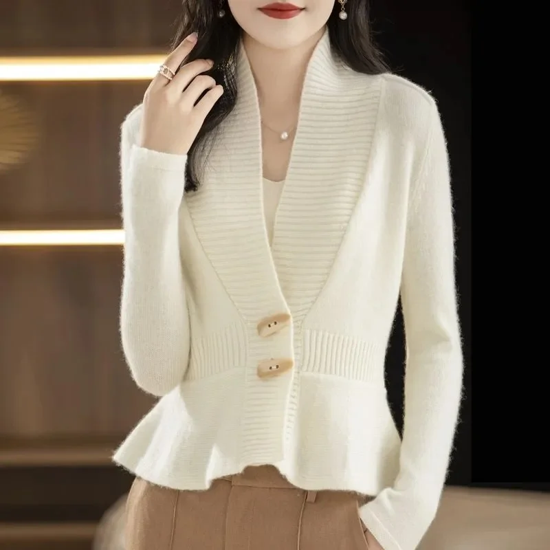 Элегантные фиолетовые весенне-осенние свитера кардиган модная женская новинка