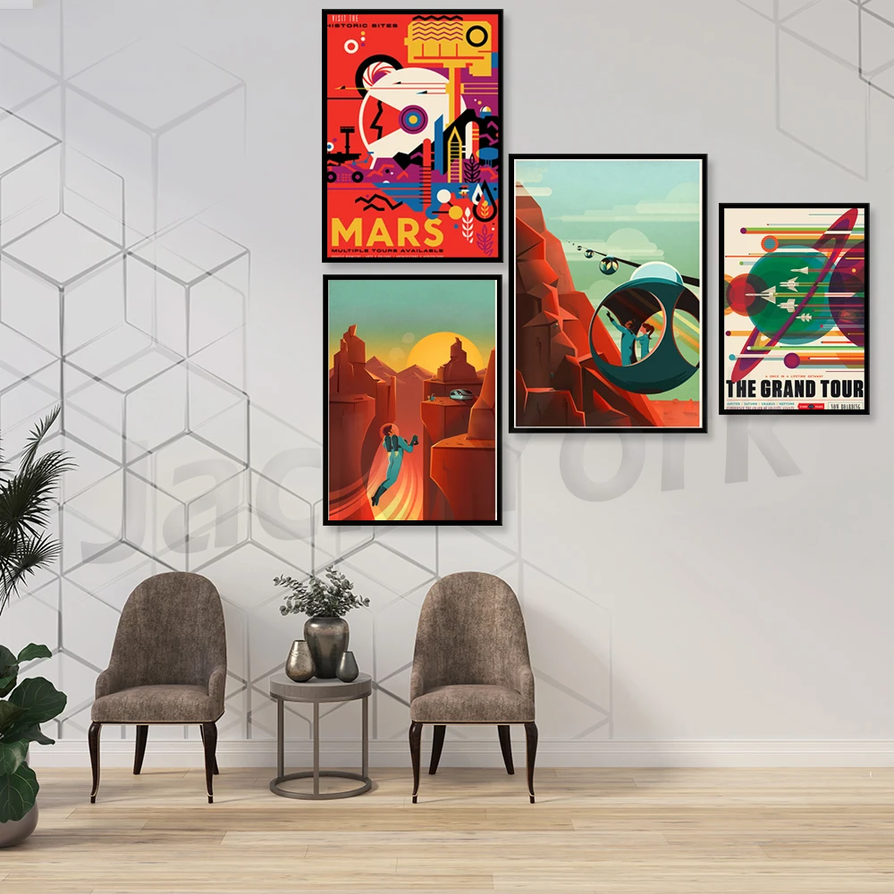 

Futuristic poster, Astronaut print, Space Travel art
