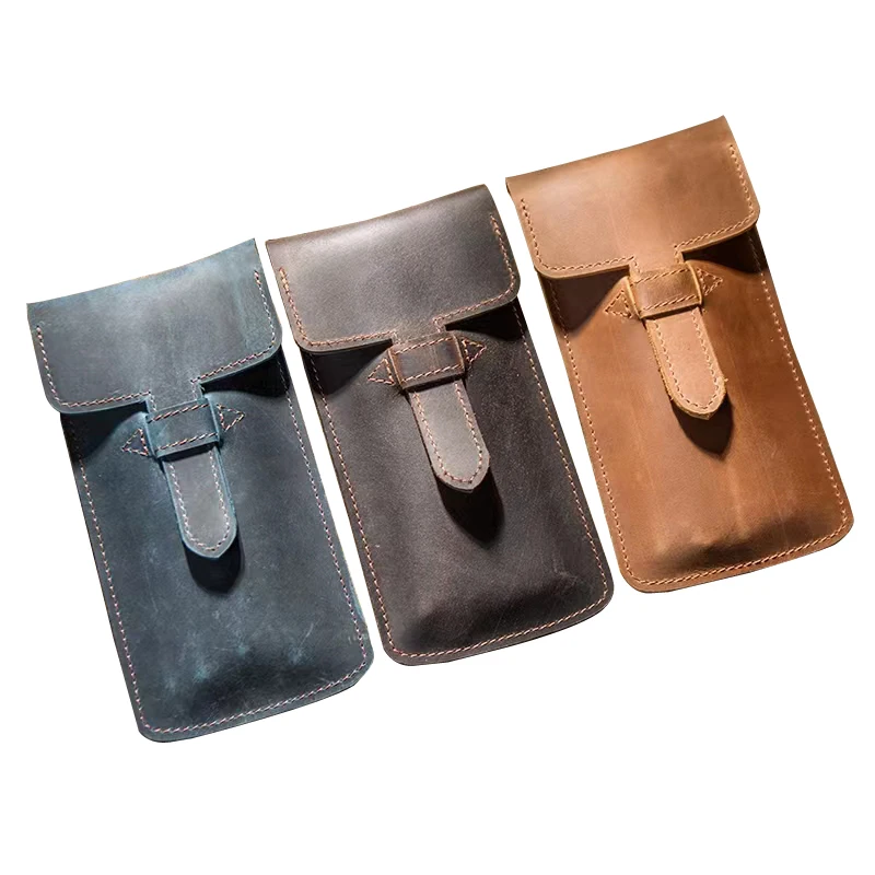 

Handmade Genuine Leather Pencil Bag with Buckle Pen Holder Protector Pencil Case Office School Supplies Cowhide Pencilcase