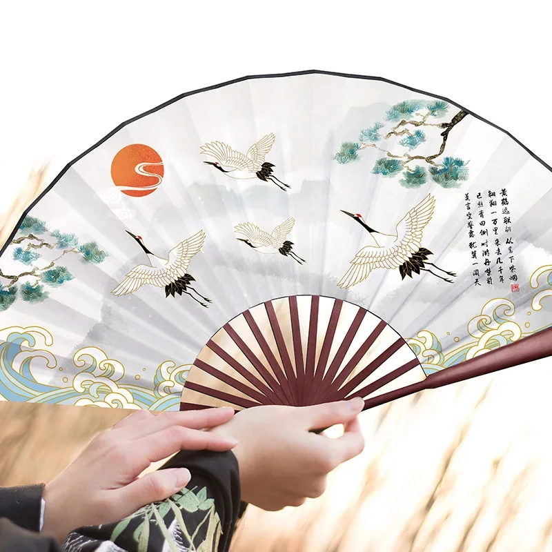Фото Pria Klasik Kipas Lipat China Vintage Складной вентилятор Bambu Gaya Davis Wanita Tangan Kipas Sutra Portable Abanicos для Boda №5