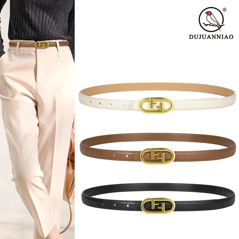 Luxury female fashion simple smooth thin belt buckle belt best match