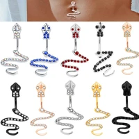 fashion surgical steel bar nickel free retail snake belly button ring lady body piercing navel belly jewelry