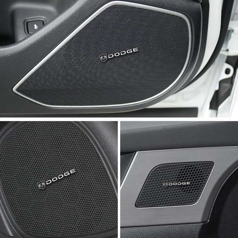 

2/4Pcs 3D Aluminum Car Audio Stereo Speaker Badge Emblem Sticker For Dodge Journey Dart Ram 1500 Charger Avenger Caliber Caravan