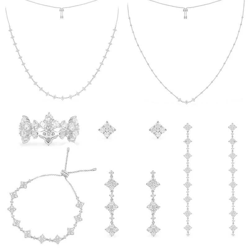 

LIDU High Quality 925 Sterling Silver 2022 March New Flower Rhinocane Necklace Earrings Ring Jewelry Free Delivery
