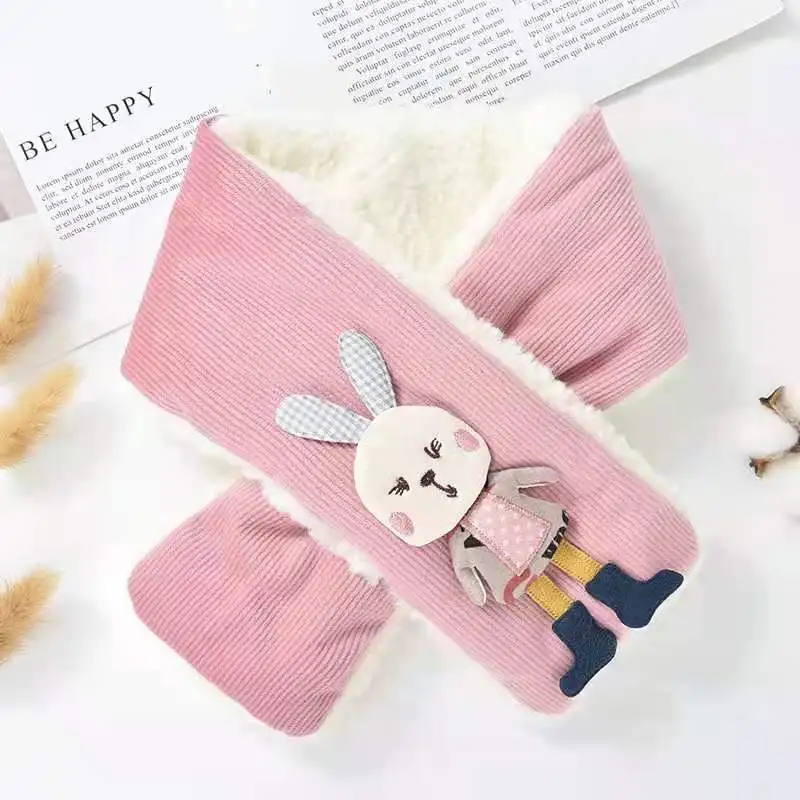

Cute Cartoon Children's Scarf For Kids 2-6Y Winter Child Scarves Thicken Warm Plus Velvet Shawls Collar Boys Girls Warm Products