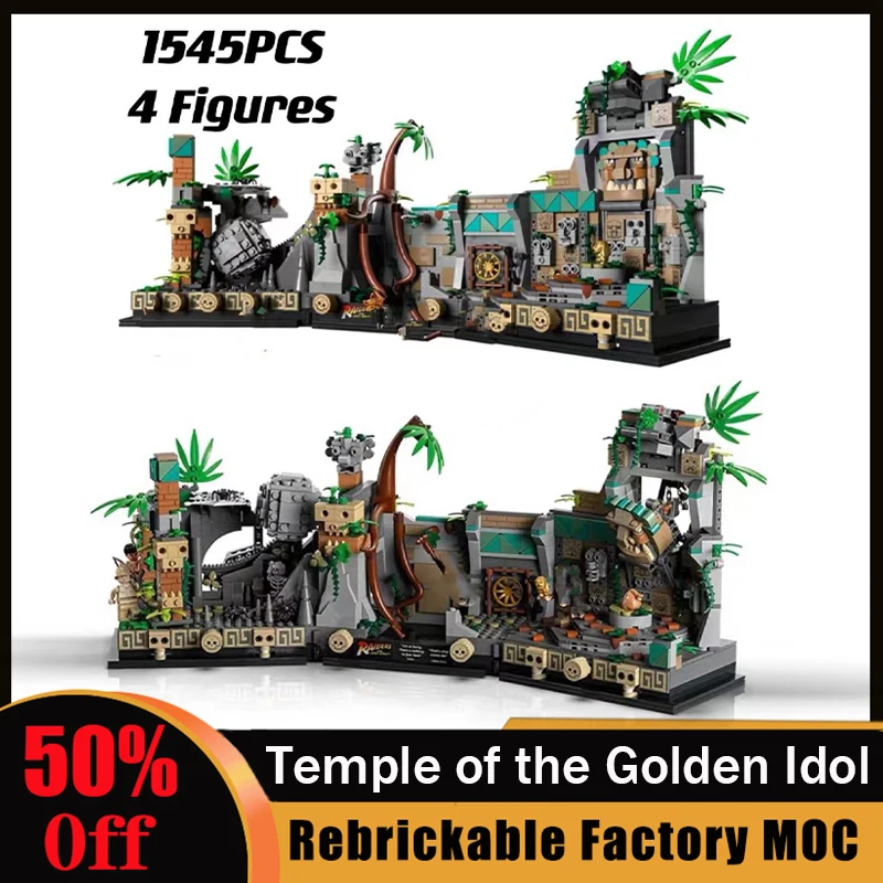 

1545pcs MOC Temple of The Golden Idol 77015 Building Kit Indiana Jones Raiders of The Lost Ark Movie Scene Blocks Bricks Toys