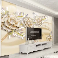 custom mural wallpaper 3d fashion european style golden rose wall paper leaves luxury living room wall decoration wall cladding