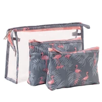 new portable 3 piece set of flamingo cat women cosmetic bag waterproof cosmetic bag travel storage bag wash kit cosmetic bag