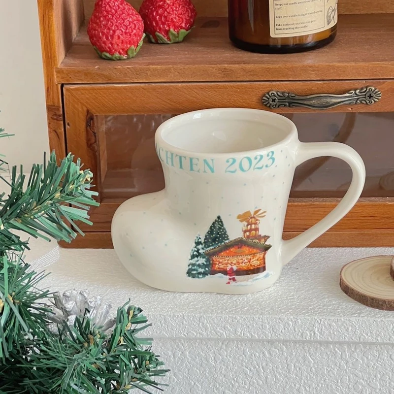 

Christmas Mug Creative Large Capacity Ceramic Cup Coffee Cups Boots Three-dimensional Shape Water Cup Christmas Birthday Gift