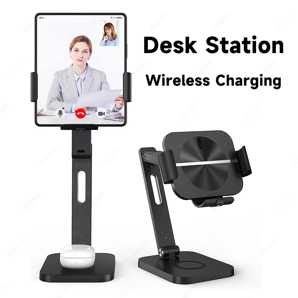 

Настольная Беспроводная зарядная станция 2 в 1 для Samsung Z Fold 5 4 3 2 Fold5 5G S23 Ultra S22 5G S21 Note 20 10 9 XIAOMI HUAWEI iPhone 14 13 12 11 Pro Max Galaxy Buds 2 Pro, держатель для быстрой зарядки