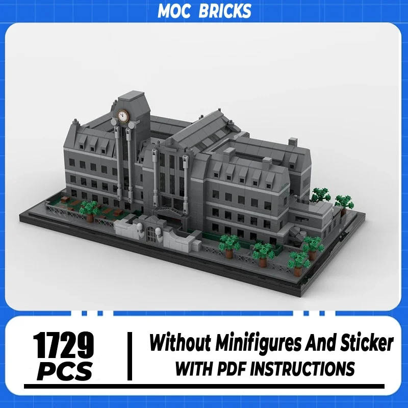 

Moc Building Block Police Station Model Technology Brick DIY Assembly Modular City Street View Toy For Holiday Gift