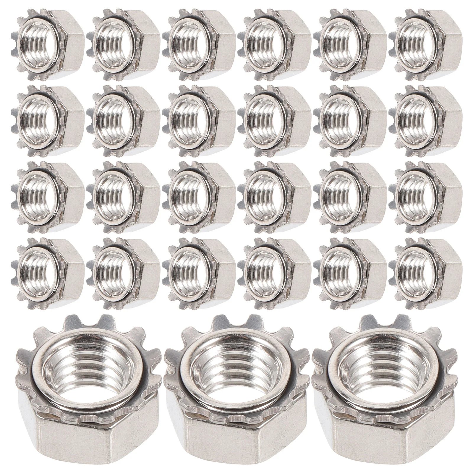 

50pcs Nuts With External Tooth Washer Hex Nut Hex Lock Nut Fasteners Hex Head Lock Nut Locknuts With External-Tooth Lock Washer