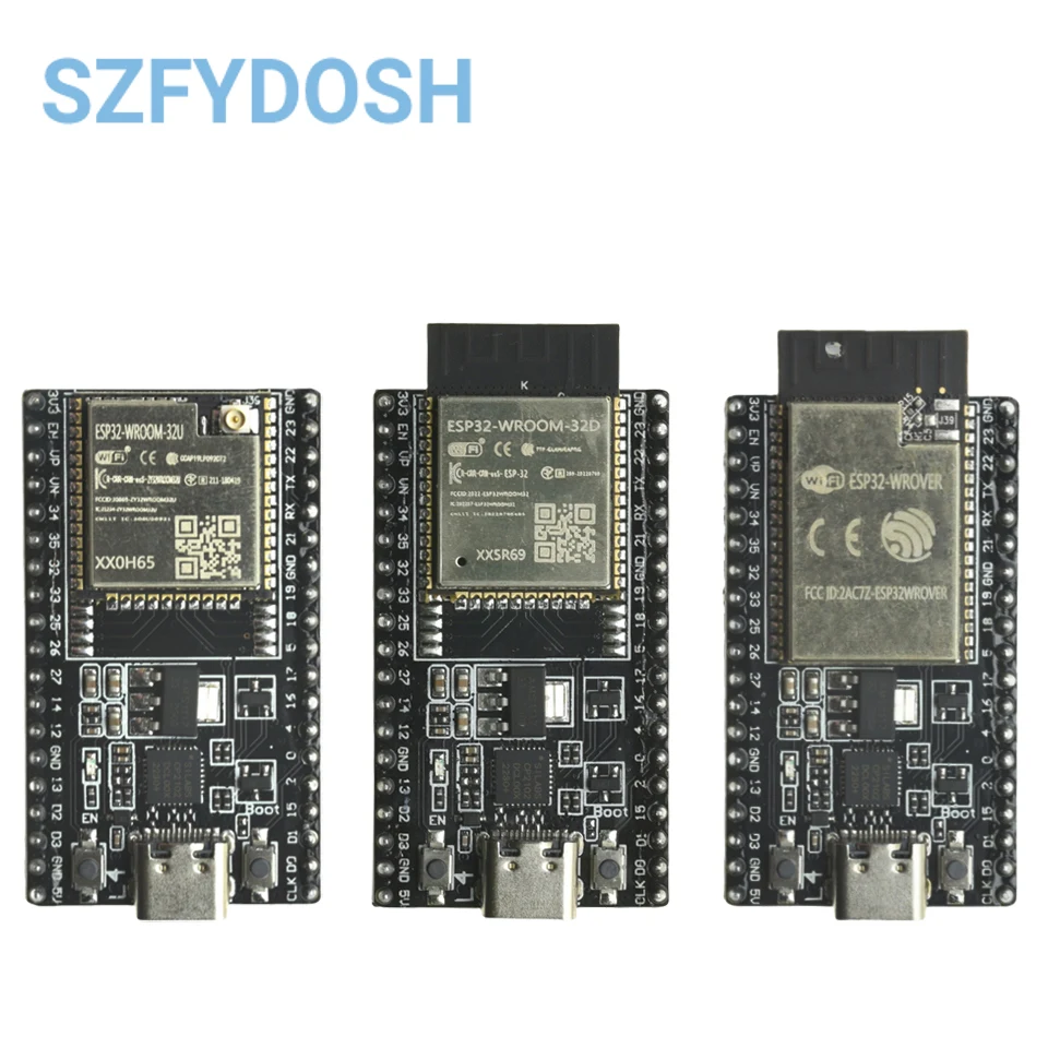 Плата разработки ESP32 DevKitC WIFI + Bluetooth на базе WROOM-32D 32U Модуль WROVER IoT NodeMCU-32 TYPE-C