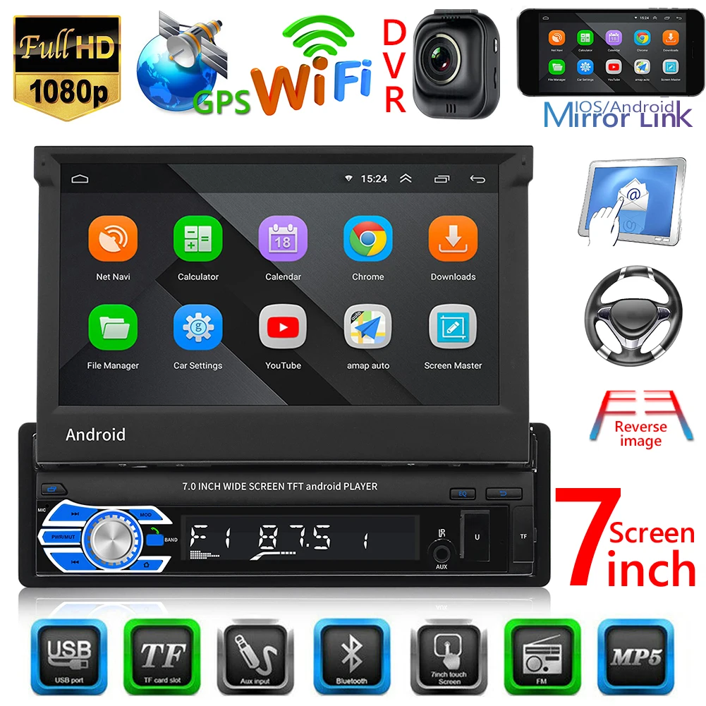 

Android 10.1 GPS Navigation BT 9706 Retractable Screen Radio In Dash Head Unit for Outdoor Personal Car Entertainment