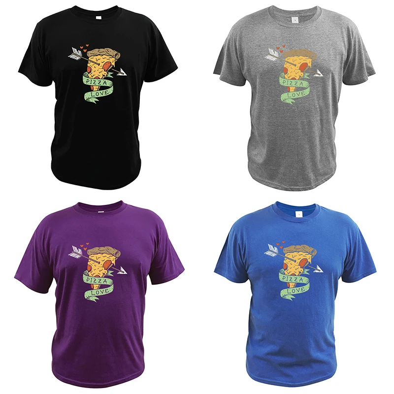 Футболка с принтом пиццы и любви 100% натуральный хлопок мягкие