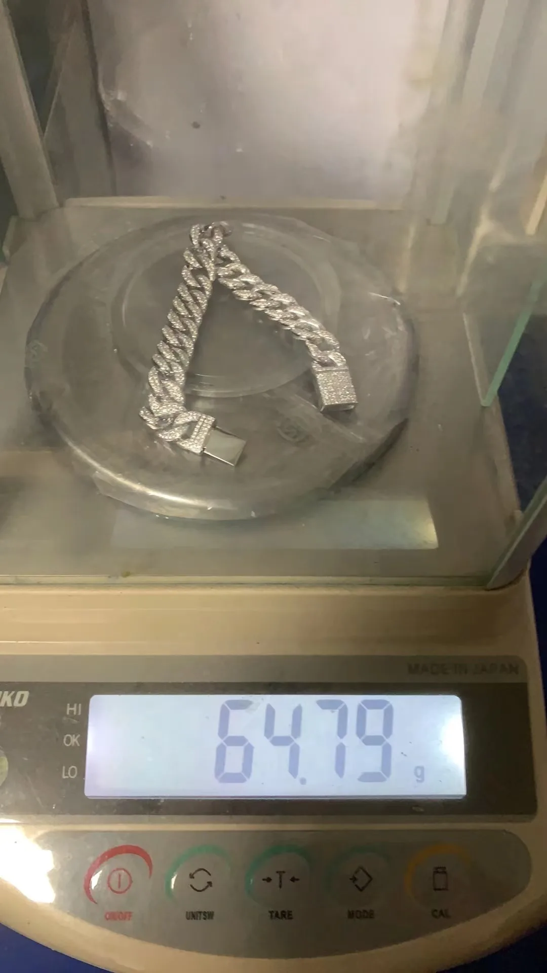 Мужской браслет из серебра 925 пробы с муассанитом 6-20 мм