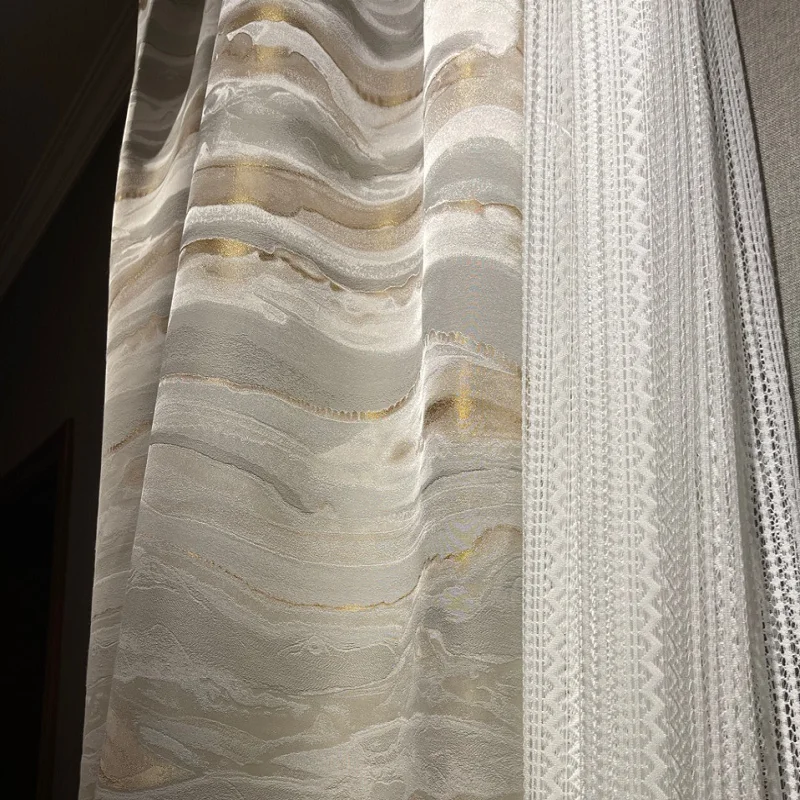 Жаккардовые шторы в китайском стиле высокоточные плотные занавески с золотистой