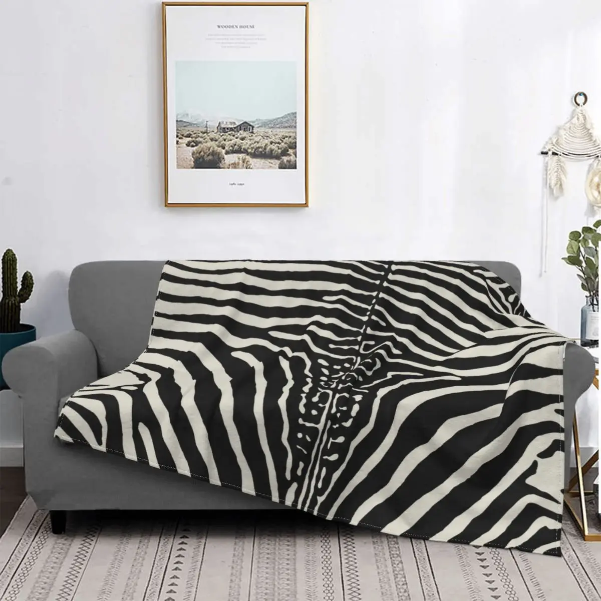 

Zebra Stripes Print Skin Hide Texture Blankets Flannel Printed Skin Animal Portable Soft Throw Blankets for Home Couch Bedspread
