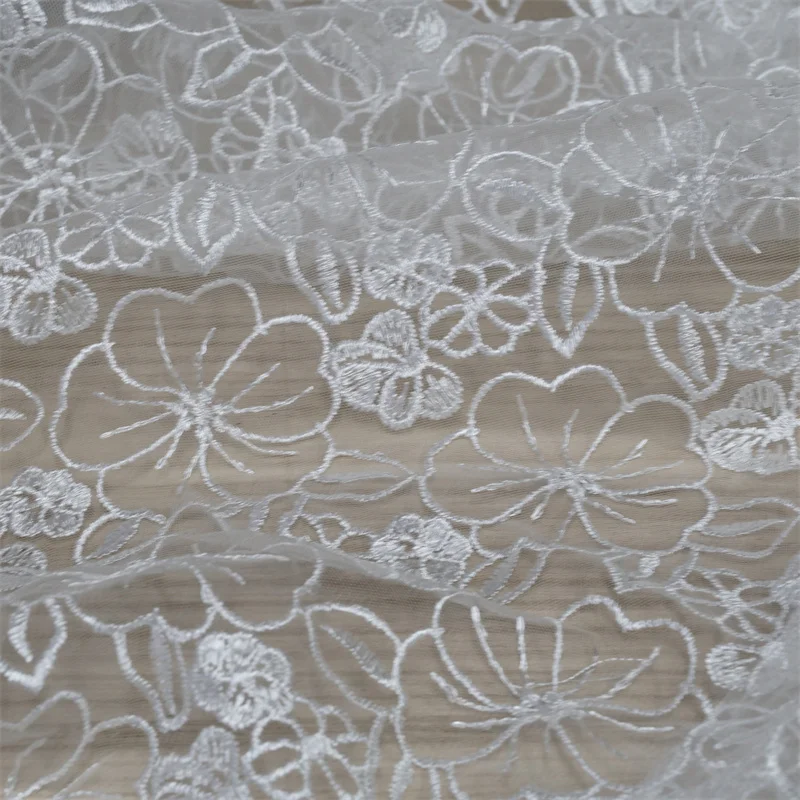 Нежная Свадебная кружевная ткань с цветочной вышивкой цвета слоновой кости