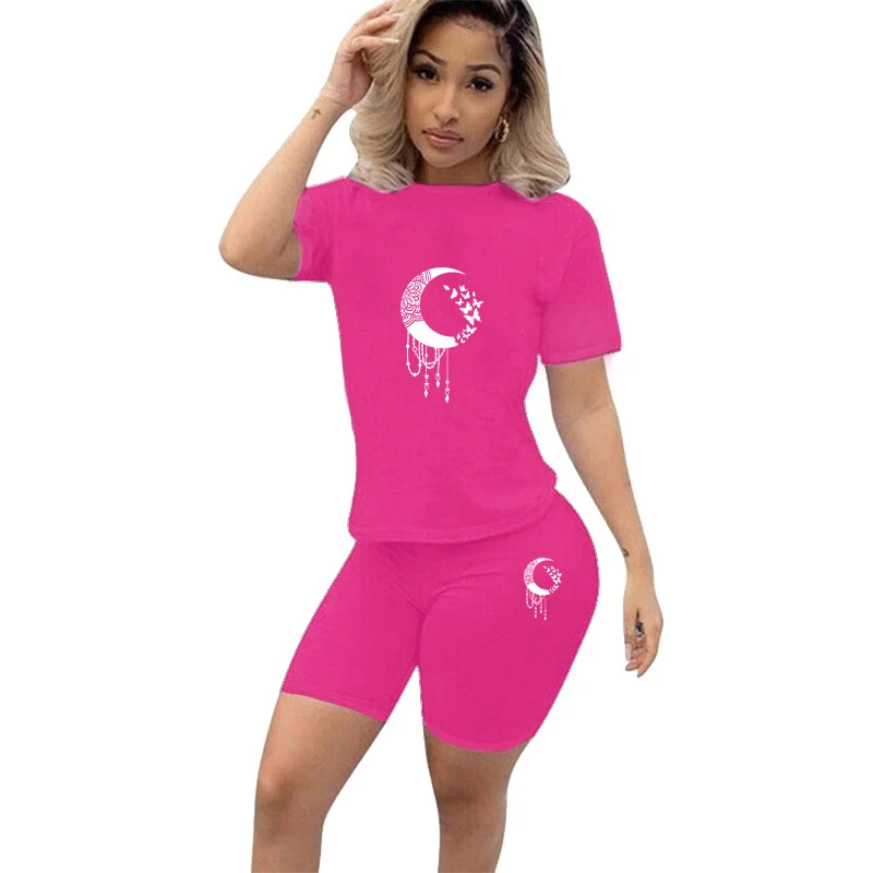 Женский однотонный Повседневный облегающий комплект топ с принтом летние шорты