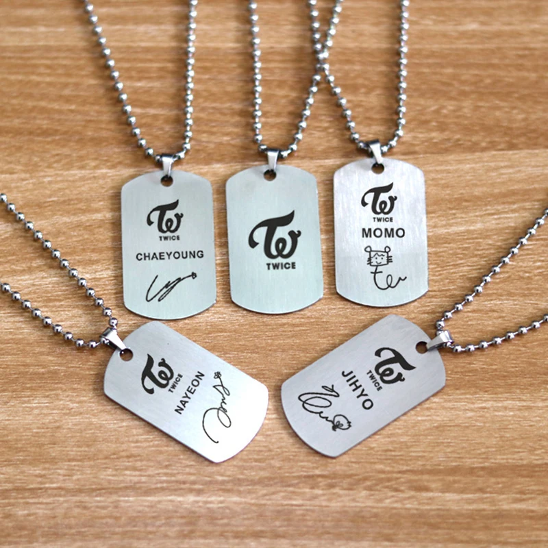 

KPOP Twice Team Necklace Korean Fashion Stainless Steel Jewelry Accessories Rock Collar For Men Women Boy Girl