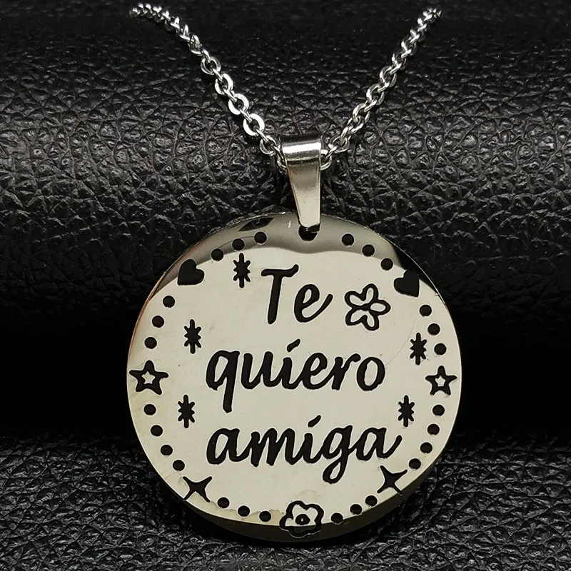 

TE QUIERO AMIGA Stainless Steel Necklace for Women Friend Chain Necklace Jewelry joyeria de acero inoxidable women N817S07