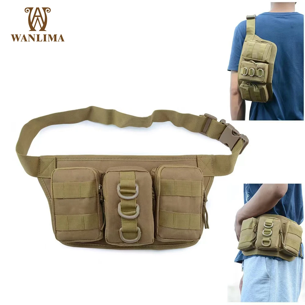 

Wanlima Tactical Waist Bag Casual Mens Fashion Military Camouflage Chest Bag Handheld Pack 3 in 1 with Multi-pocket