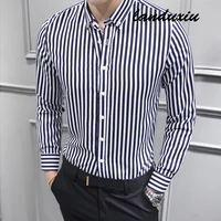 cotton oxford mens shirts high quality striped business casual soft dress social shirts regular fit male shirt big landuxiu
