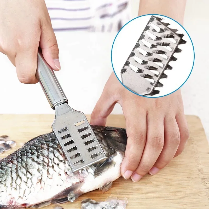 

1 PCS Fish Skin Brush Scraping Fishing Scale Brush Graters Kitchen Tools Fast Remove Fish Knife Cleaning Peeler Seafood Tools