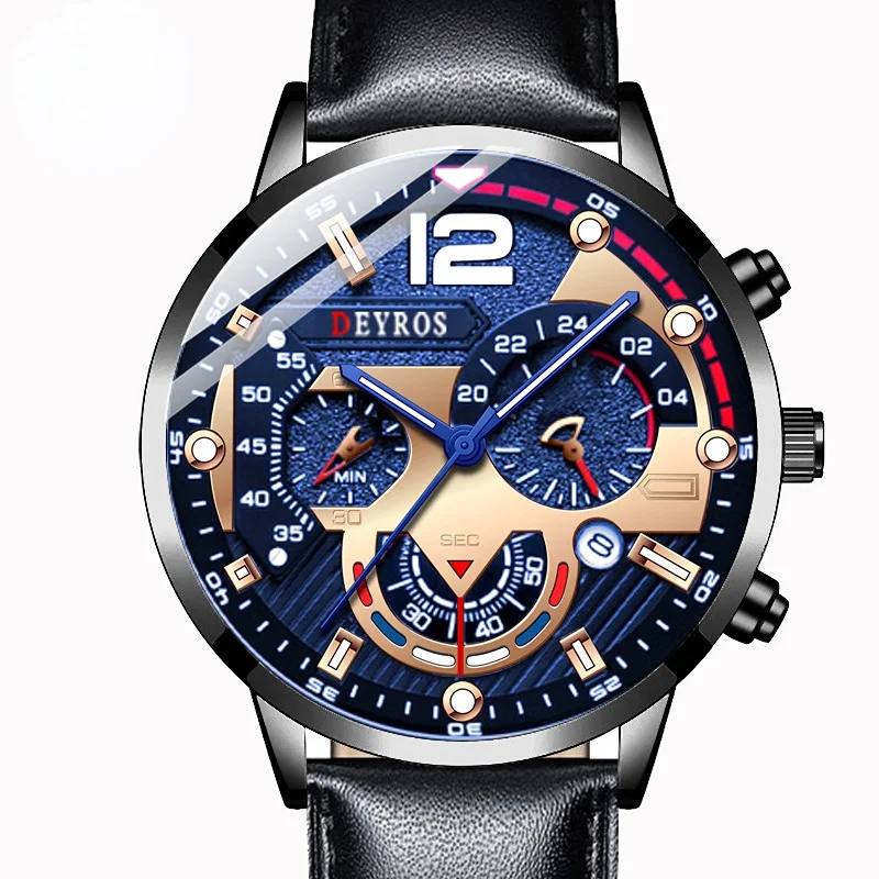 Classic Men's Fashion Business Watch 2023 New Calendar Men's Watch Six Needle Belt Watch Quartz Watch Sports Luminous Wristwatch