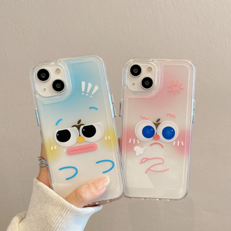 

Cartoon Cute Blue Pink Expression Phone Case Cover for IPhone 14 Plus 11 12 13 14 Pro Max Shockproof Cases for IPhone 14 Case