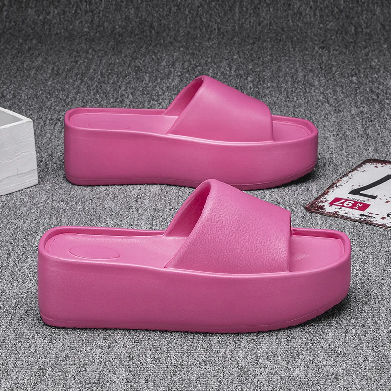 

2023 Hot Summer Women Platform Slippers Pink EVA Sandals 6 CM Wedges Shoes Women Slides Platform Mules Shoes Women Beach Slipper