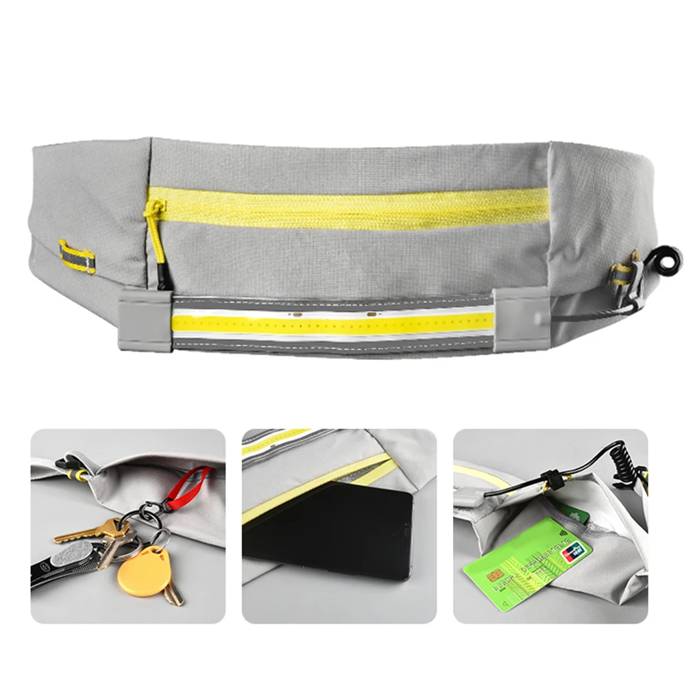 

LED Running Belt with Light Type-C USB Charging Waterproof Jogging Belt Bag Reflective Strip Night Warning Phone Holder Carrier