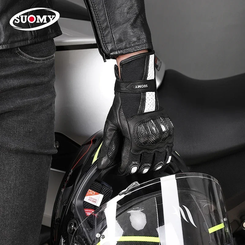 Женские Длинные мотоциклетные перчатки из натуральной козьей кожи красные