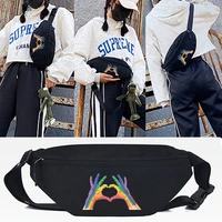 multicolored palms printing waist bag banana bag chest bag unisex casual functional fanny pack outdoors travel running cross bag