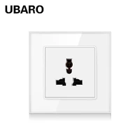 ubaro universal wall socket with usb plug for phone crystal tempered glass panel electrical outlets 110 250v 16a home