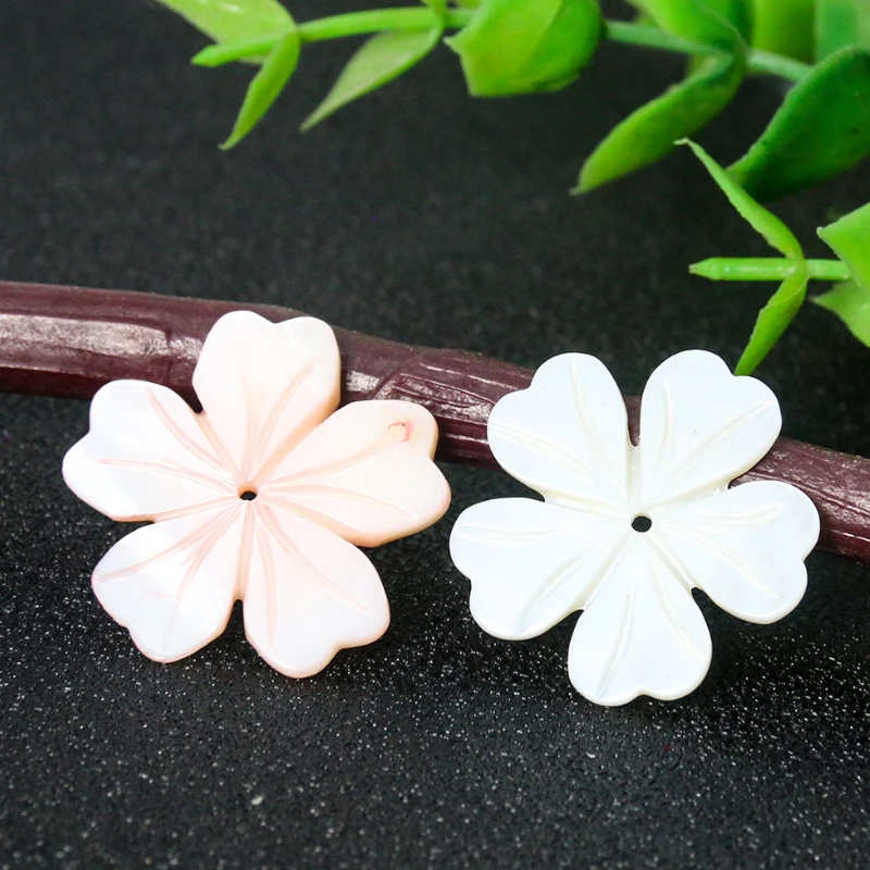 

2pcs Genuine Shell Sakura Flower Charms Carving Mother of Pearl Flat Back MOP DIY Brooch Hairpin Earring Woman Jewelry Making