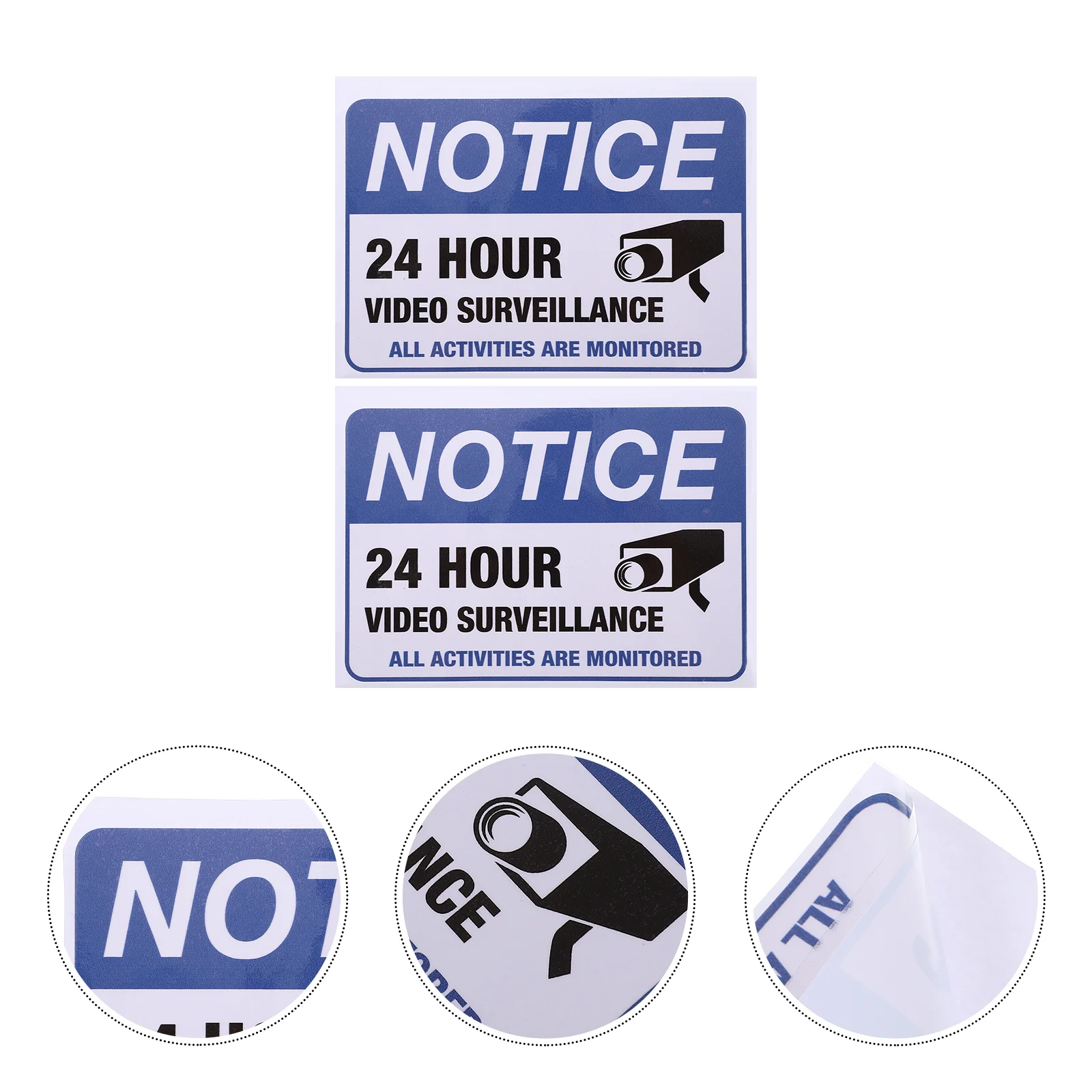 

2 Pcs Monitoring Warning Stickers 24h Monitored Adhesive Caution Decal Decals Cars Video Supplies Surveillance