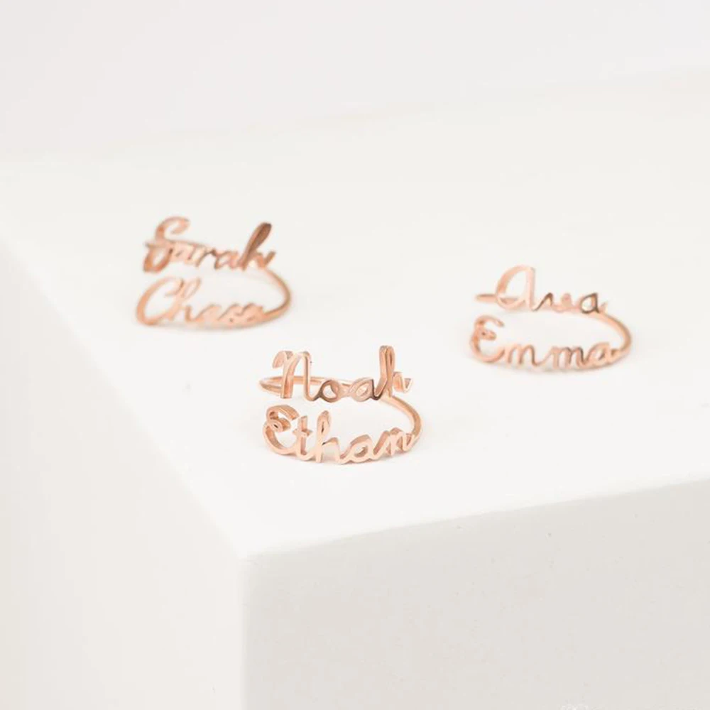 Orazio Customized Name Ring for Women 14K Gold Personalized Letter Stainless Steel Rings Jewelry Support Wholesale Dropshipping