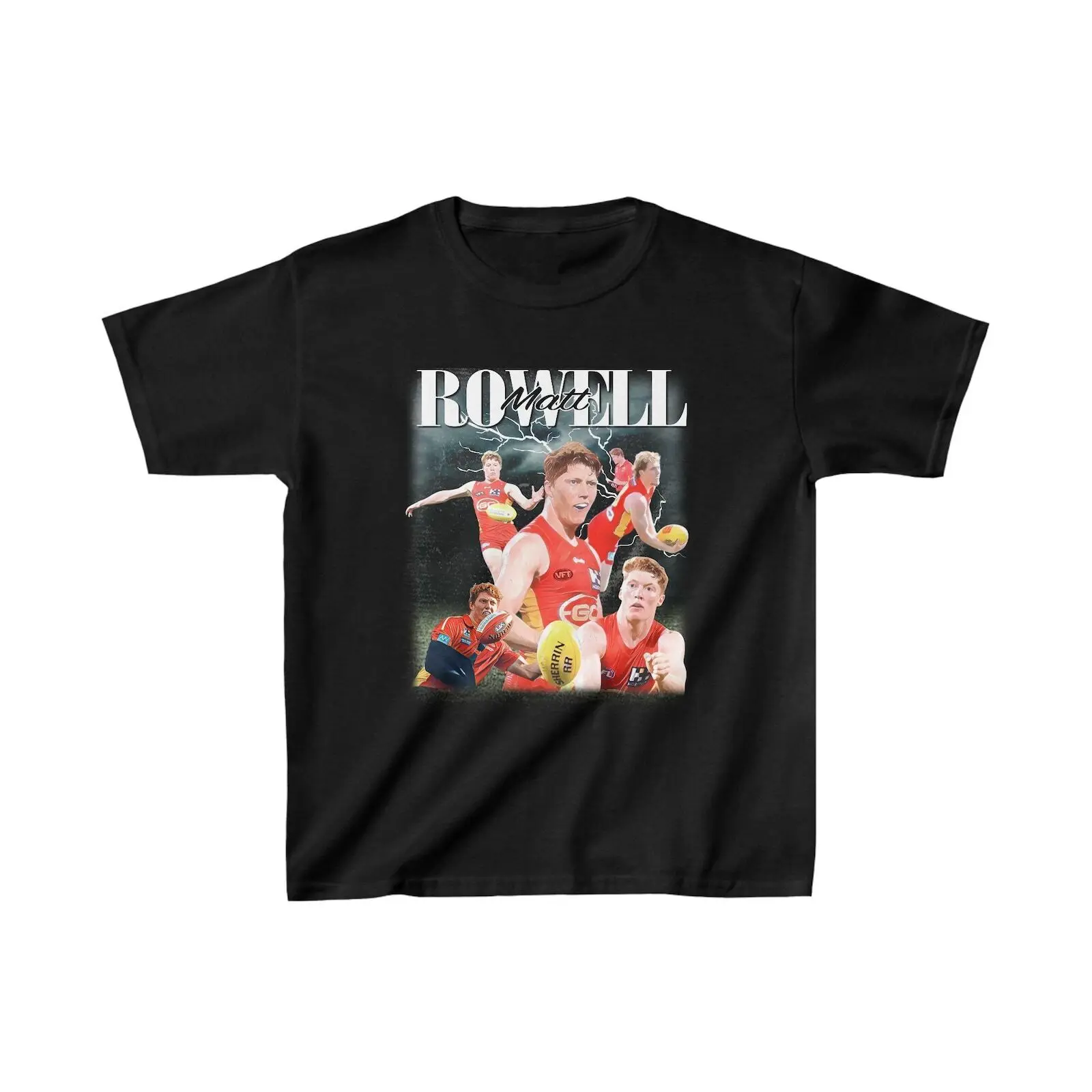 Детская винтажная футболка AFL MATT ROWELL Gold Coast Suns Football Club Вдохновляющий 90-х годов