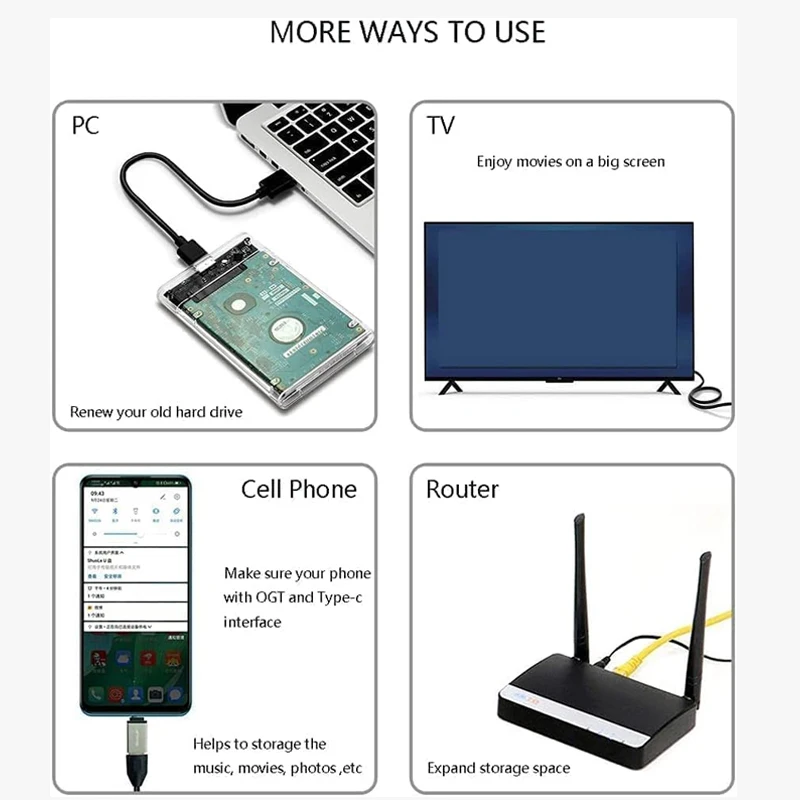 Корпус для жесткого диска USB 3.0/3.1 к SATA ШHard Диск 2 5-дюймовый HDD SSDExternal Коробка Extemal