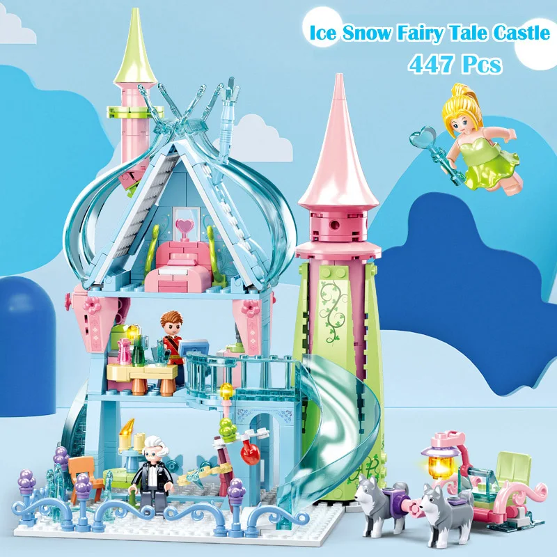 

Disney Building Blocks Castle Fairytale Castle Forest Magic Tower Ice and Snow Carriage Children Birthday Gifts Assembled Toys